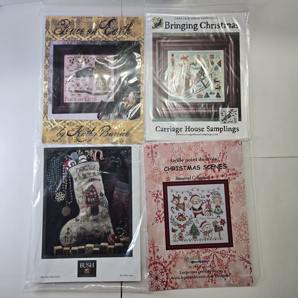 Lot of 4 Christmas Cross-Stitch Patterns Kathy Barrick Shepherd's Bush Samplers